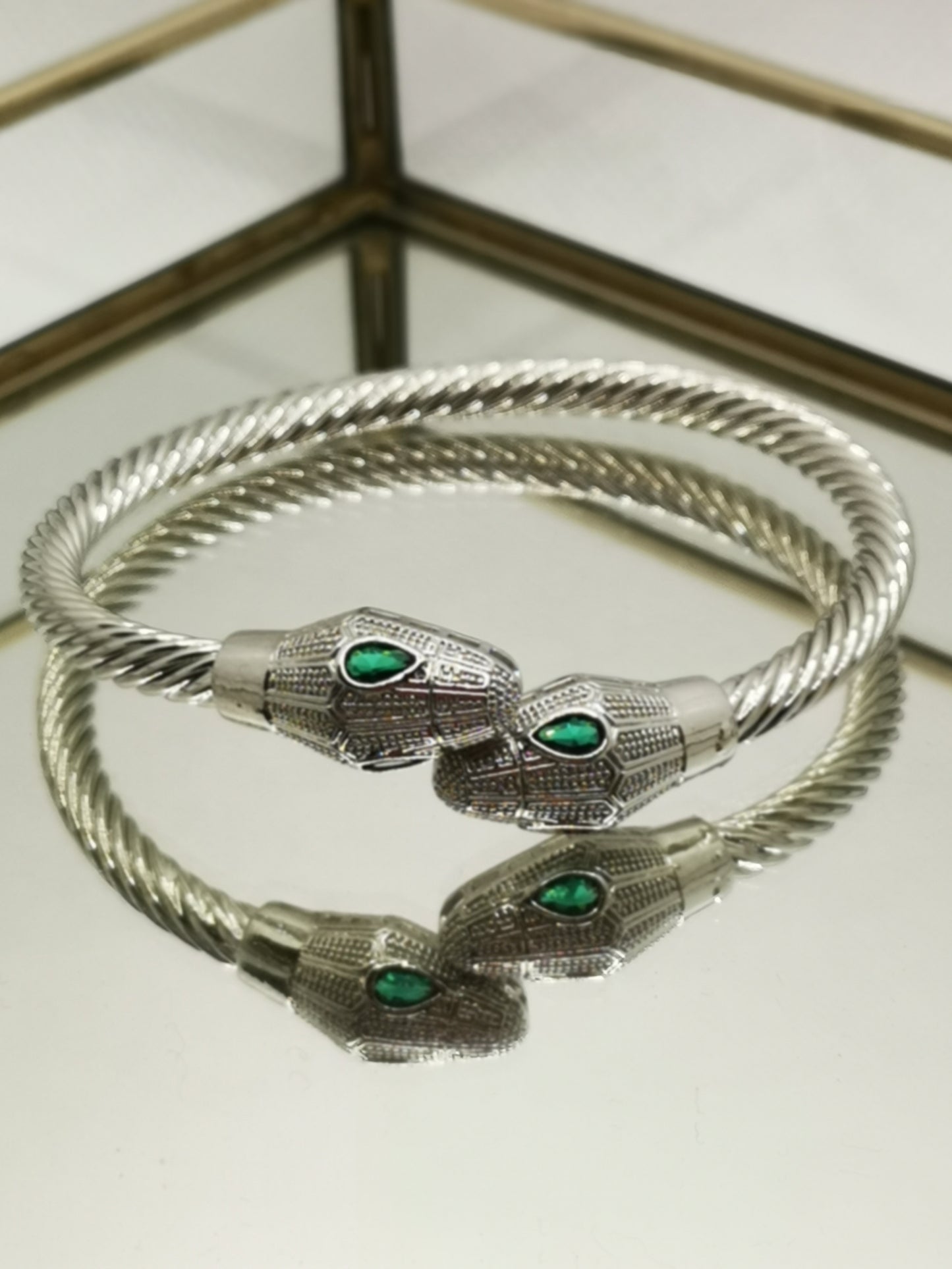 Brazalete serpiente plateado