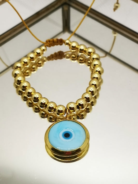 Pulsera dorada ojo turco