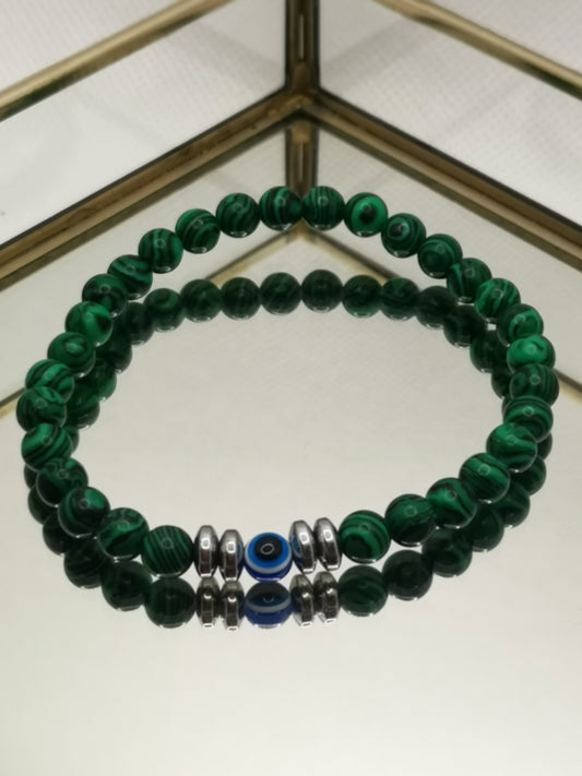 Pulsera Malaquita con ojo turco