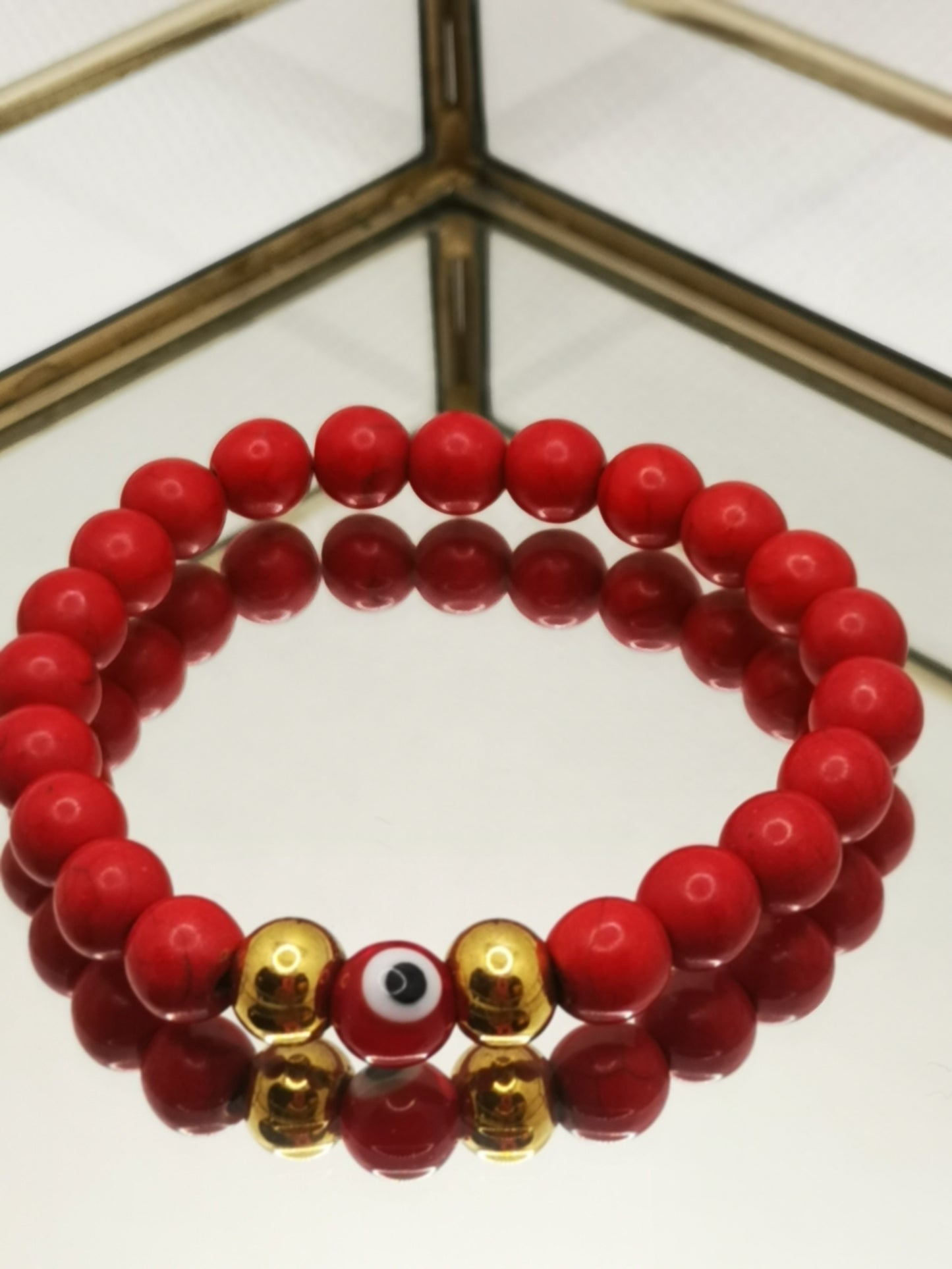 Pulsera turquesa roja con ojo turco