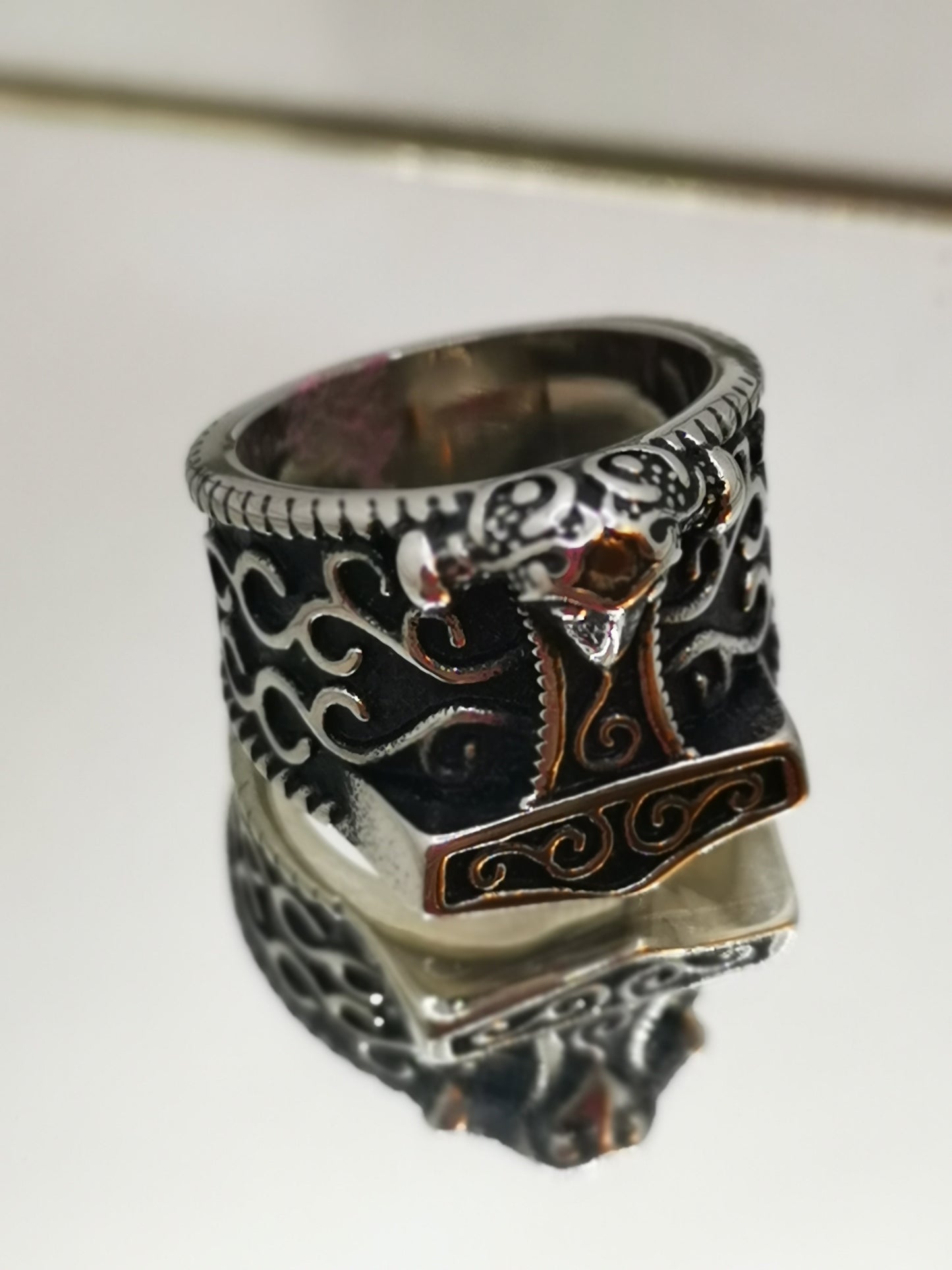 Anillo acero inoxidable ancla vikinga