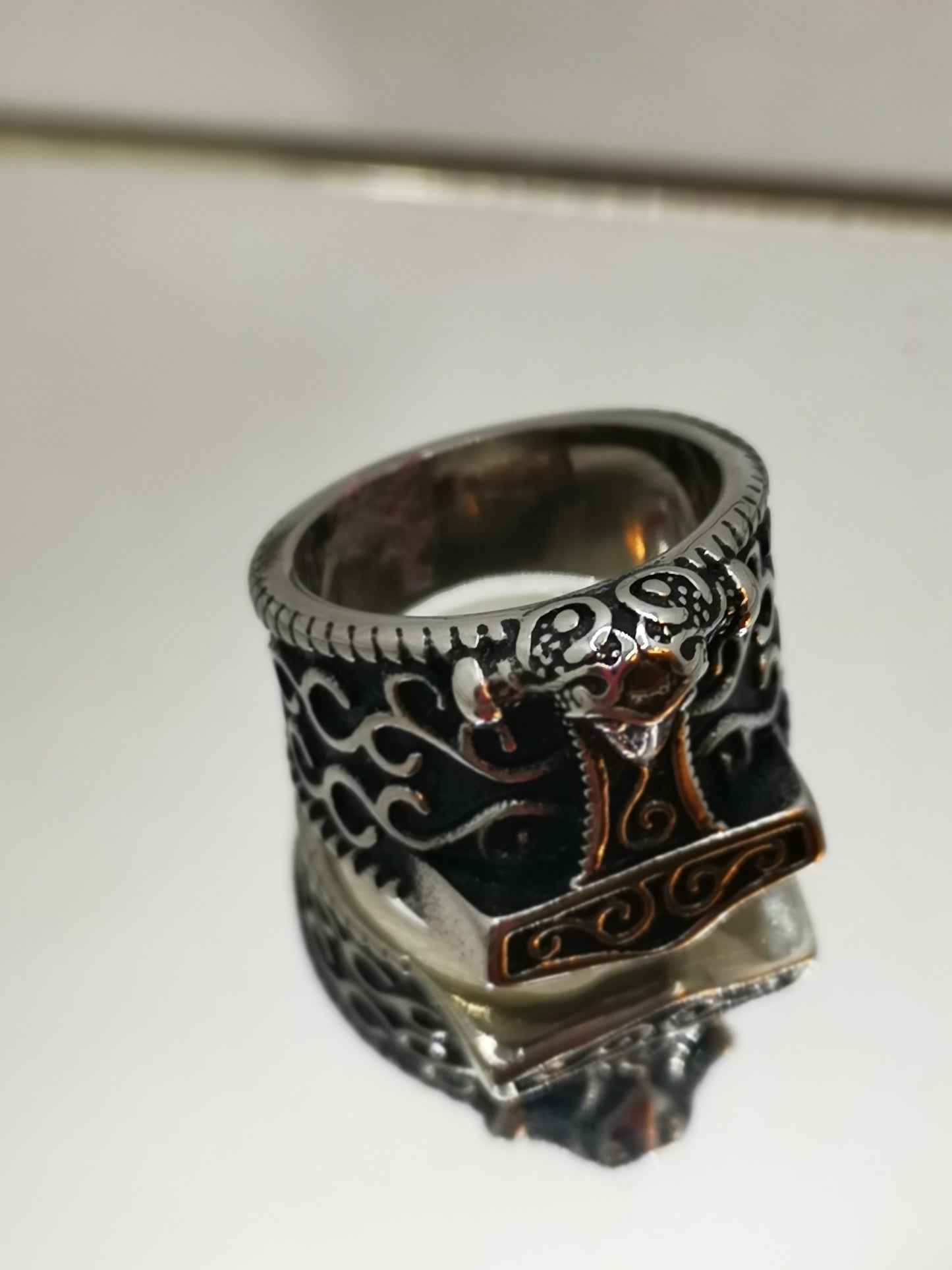 Anillo acero inoxidable ancla vikinga