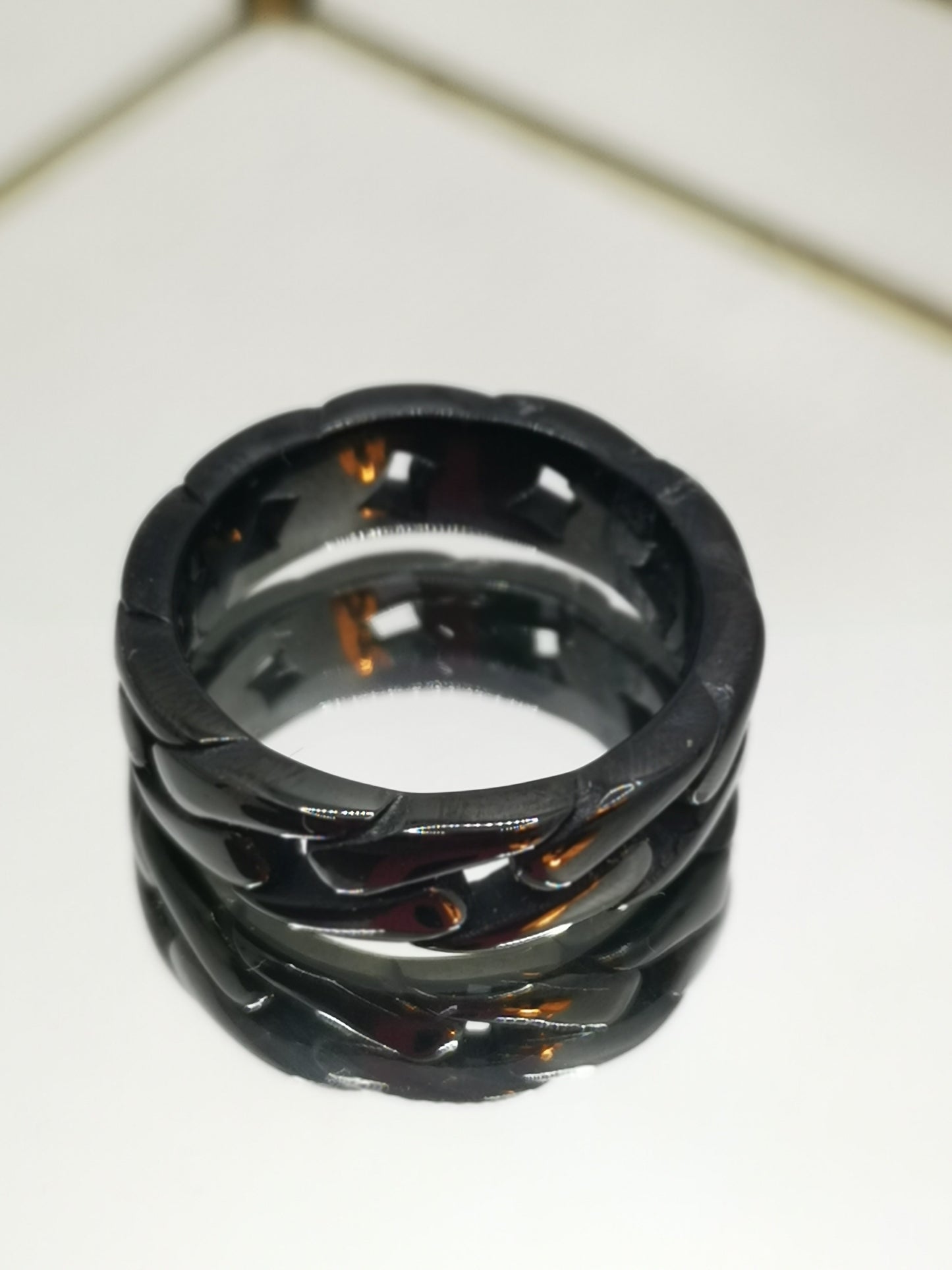 Anillo eslabones negro acero inoxidable