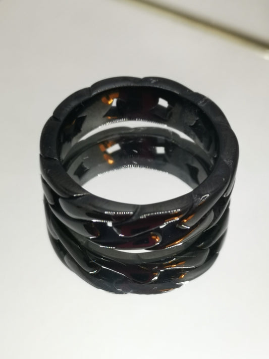 Anillo eslabones negro acero inoxidable